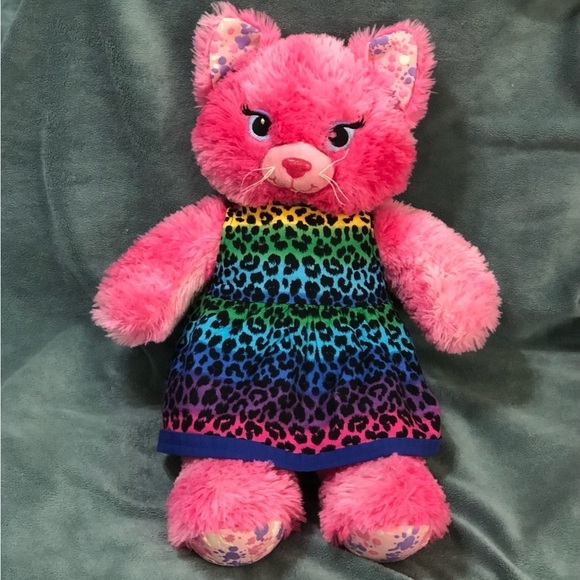 Build A Bear Workshop Other - Build A Bear Workshop Pink Sassy Cat 17" Plush Stuffed Animal Splatter Paint